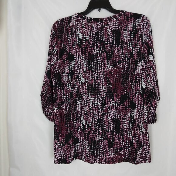 Always Indigo | Bundle of 2 Knit Button Front Pleated Tops Pink Purple | Size 1X - Picture 8 of 8